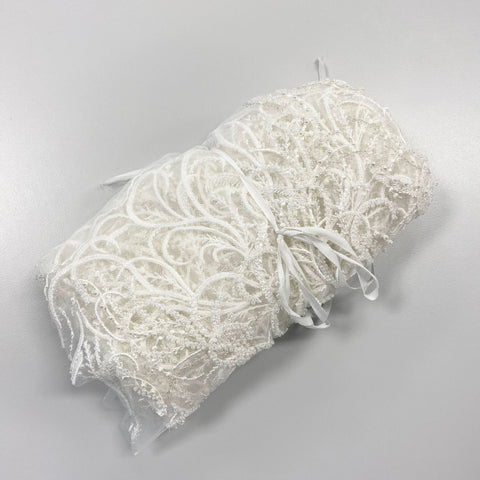 (Remnant) Embroidered Tulle (G5336) - Ivory