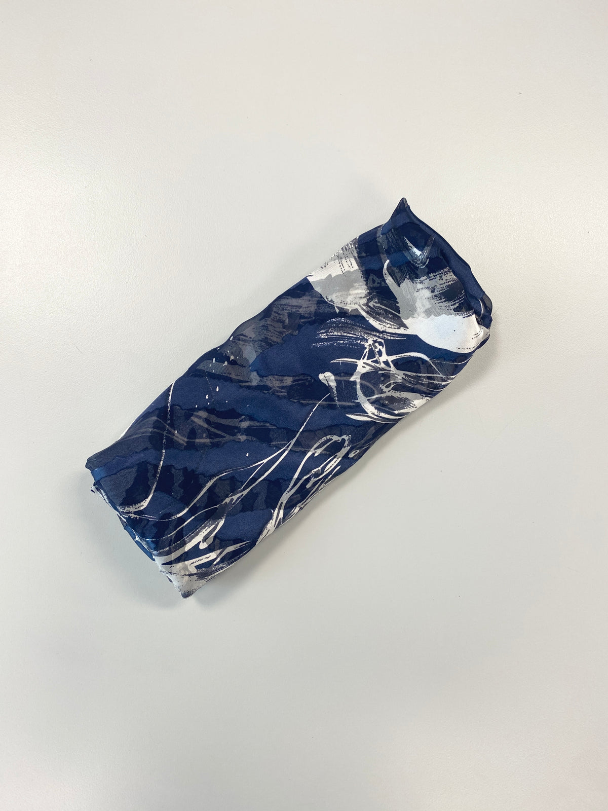 Remnant Printed Silk Devore - Navy