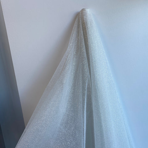 Glitter Tulle Off White/ Silver