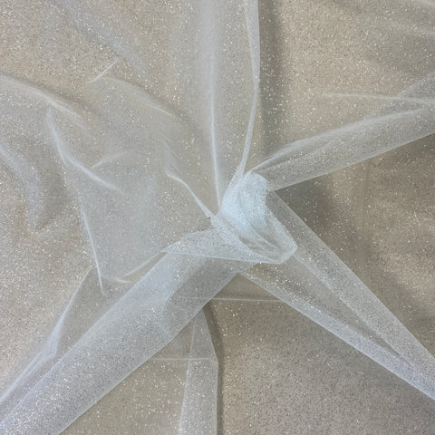 Glitter Tulle Off White/ Silver
