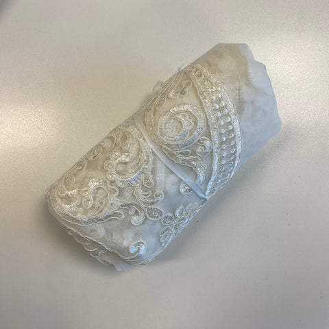 Remnant Embroidered Border Tulle (G5020) Ivory