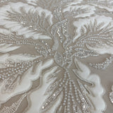 Ivory 3D Floral Tulle — featuring floral motifs, hand-beading and sequins, 50% rayon 50% nylon, 130cm wide