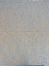 Baby Blue Beaded Fine Lace — featuring scalloped edges, eyelash detail and floral motifs, in nylon and viscose, 130cm wide