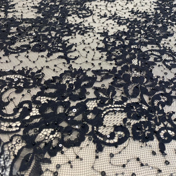 Beaded Fine Lace (1673BD) - Black