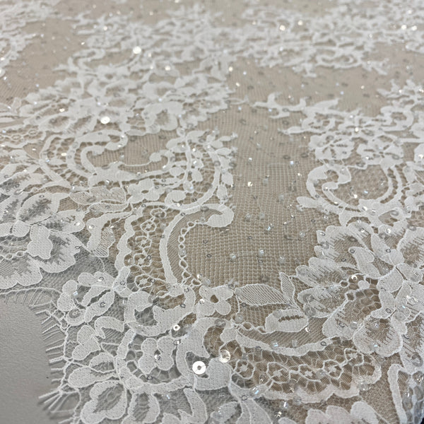 Beaded Fine Lace (1673BD) - Ivory