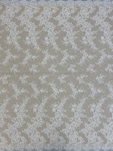 Ivory Beaded Fine Lace — featuring scalloped edges, eyelash detail and floral motifs, in nylon and viscose, 130cm wide