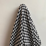White Italian Wool Tweed — a heavyweight wool-cotton blend tweed with a houndstooth pattern and soft brushed handle, 150cm wide