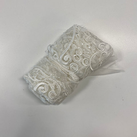 (Remnant) Embroidered Tulle (G5537) - Ivory