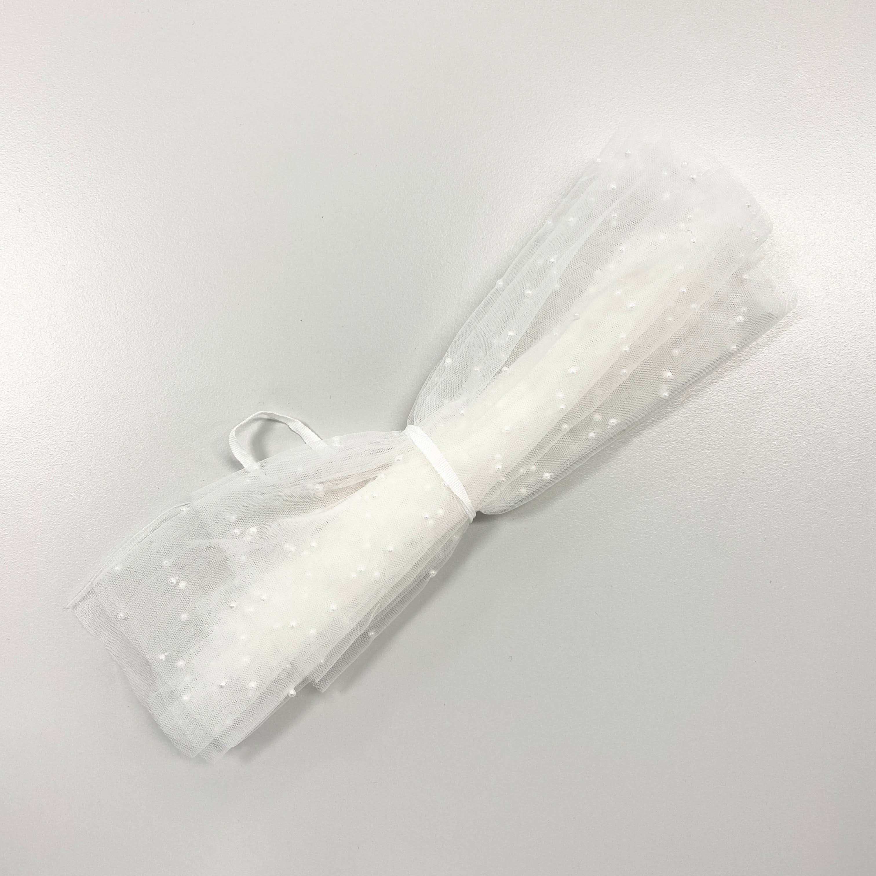 Ivory Scattered Pearl Tulle — featuring hand-beading, 100% polyamide, 140cm wide