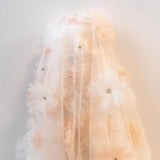 3D Floral Embellished Tulle (K25893) - Ivory / Pink