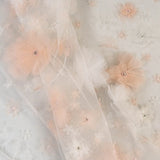 3D Floral Embellished Tulle (K25893) - Ivory / Pink