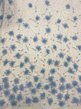Pale Blue Embellished 3D Tulle — featuring floral motifs, a 3D floral design and hand-beading, 100% nylon, 140cm wide