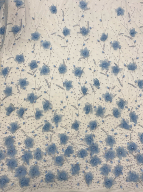 Embellished 3D Tulle (K25905) Pale Blue