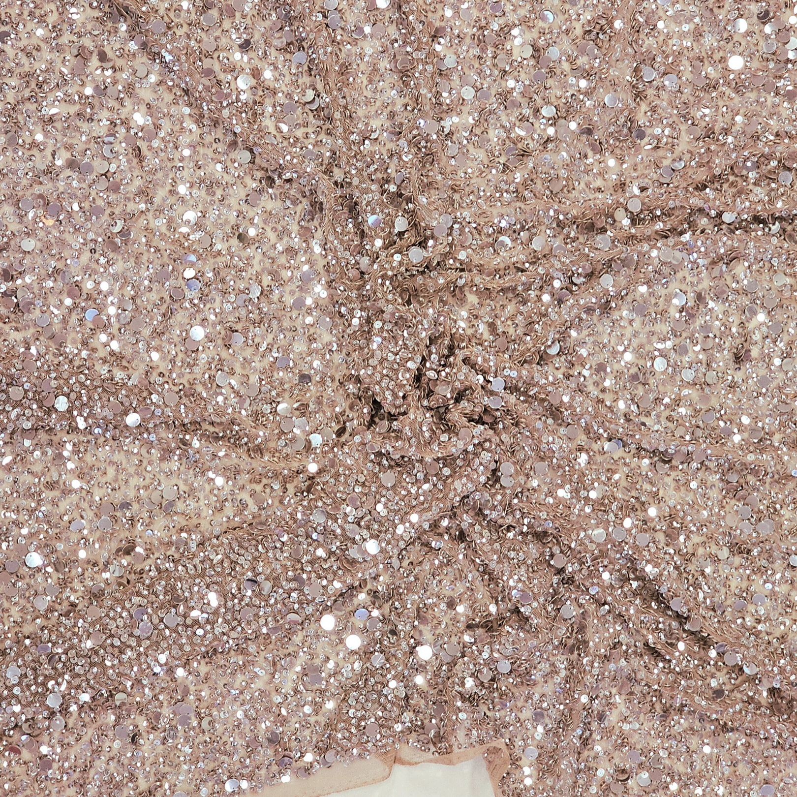 Taupe Sequin Tulle — featuring hand-beading and sequins, 100% nylon, 110cm wide