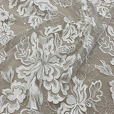 Ivory Embellished Tulle — featuring floral motifs, a border design and sequins, 30% nylon 60% rayon 10% polyester, 130cm wide