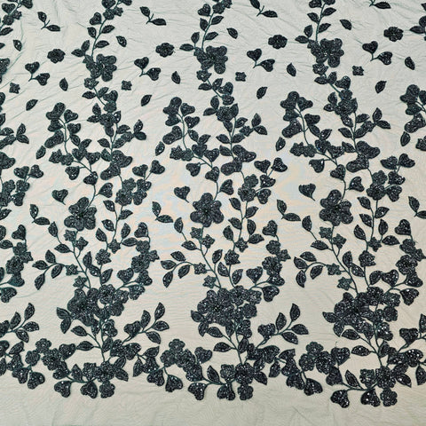 Beaded Tulle LV12846 Bottle Green