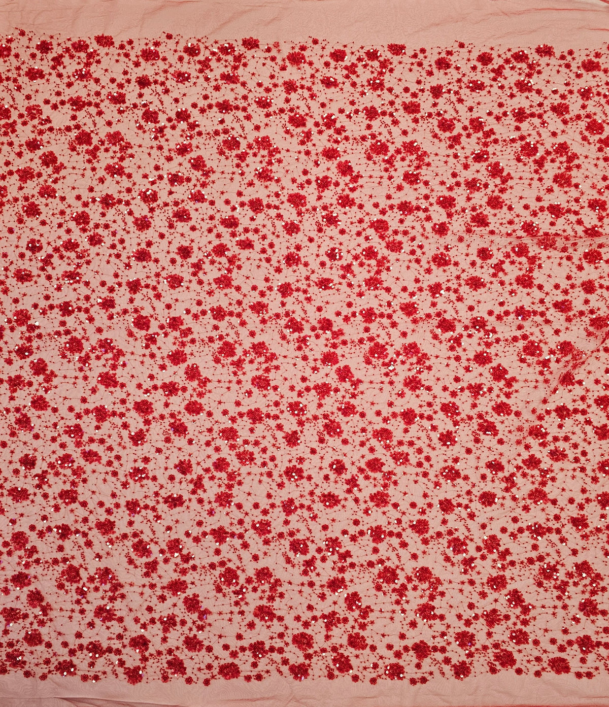 Scattered Sequin Tulle (LV13002) - Red