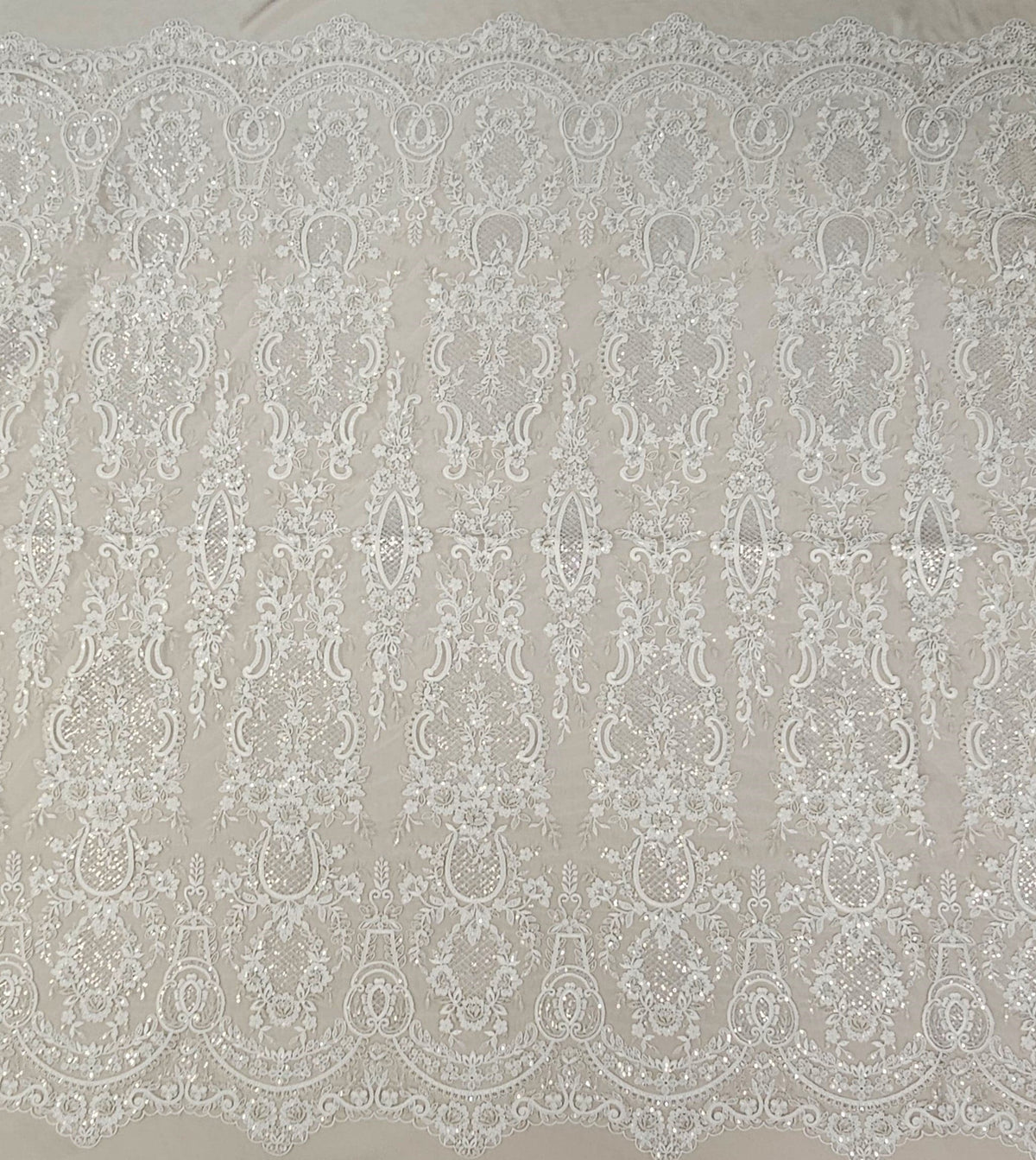 Embroidered Signature Corded Tulle (LV13189) Ivory/Silver