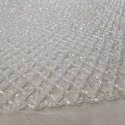 Beaded Crosshatch Tulle LV13202 Ivory
