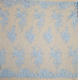 Cornflower Embellished 3-D Floral Tulle — featuring laser-cut 3-D floral bouquets and a bordered design