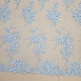 Cornflower Embellished 3-D Floral Tulle — featuring laser-cut 3-D floral bouquets and a bordered design