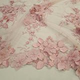 Rose Embellished 3-D Floral Tulle — featuring laser-cut 3-D floral bouquets and a bordered design