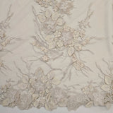 Sand Embellished 3-D Floral Tulle — featuring laser-cut 3-D floral bouquets and a bordered design