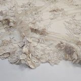Sand Embellished 3-D Floral Tulle — featuring laser-cut 3-D floral bouquets and a bordered design