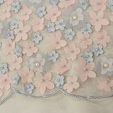 Grey / Pink Embellished 3-D Floral Design