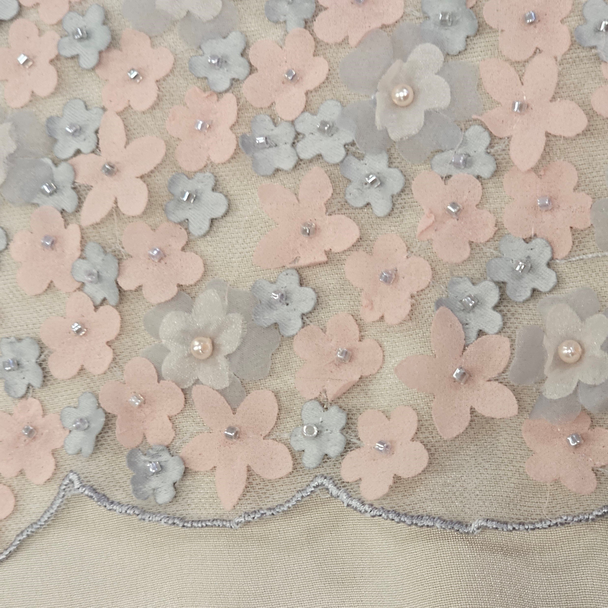 Embellished 3-D Floral Design (LV13263) - Grey / Pink