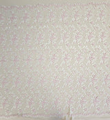 Ivory / Pink Embroidered Floral Tulle — featuring floral motifs, 50% rayon 50% nylon, 140cm wide
