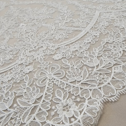 Embroidered Corded Tulle LV13488 Ivory