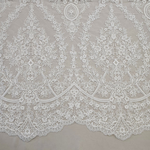 Embroidered Corded Tulle LV13488 Ivory