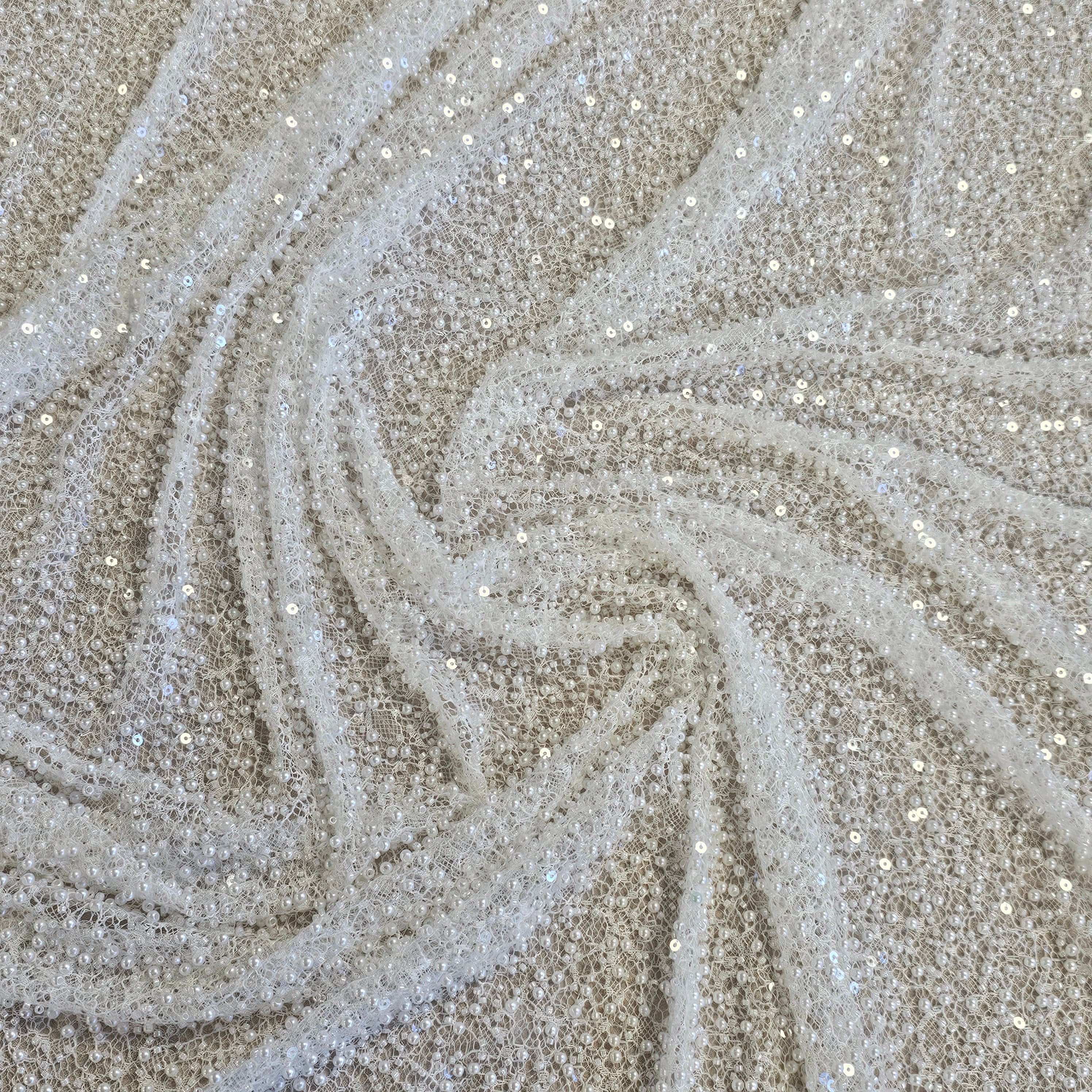 Ivory Beaded Cobweb Net