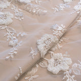 3D Chiffon Flower Embroidered Tulle (LV14772) - Ivory
