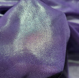 Violet Metallic Poly Chiffon — a lightweight chiffon with a metallic foil print, 100% polyester