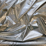 Silver Metallic Crushed Foil — a crushed fabric with a metallic foil finish