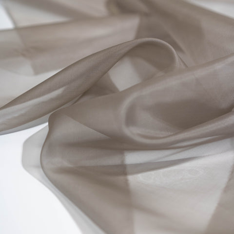 Sheer beige taupe silk organza fabric