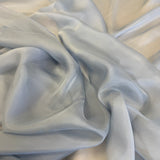 Blue Bell Satin Chiffon — lightweight and sheer with a fluid, airy drape and a smooth satin luster finish, 100% mulberry silk, 140cm wide