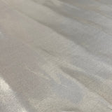 Silver Liquid Satin — smooth and glossy with a liquid, wet-look shimmer, 100% polyester, 150cm wide