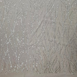 Ivory Embellished Tulle — featuring hand-beading and sequins, 60% rayon 40% nylon, 140cm wide
