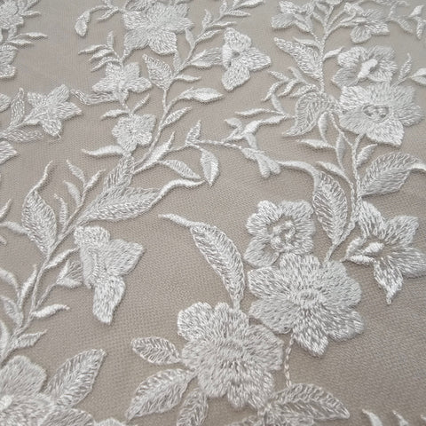Floral Embroidered tulle (VJ125252) Ivory