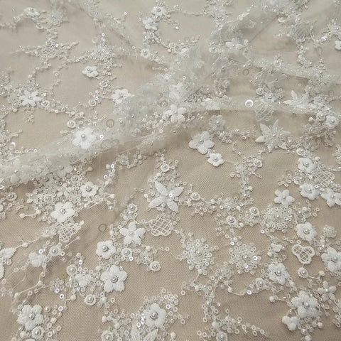 Sequined tulle (VJ12A079) Ivory