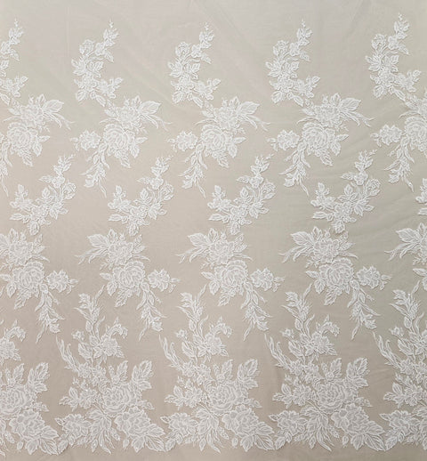Remnant Floral Embroidered tulle (VJ12B064) Ivory