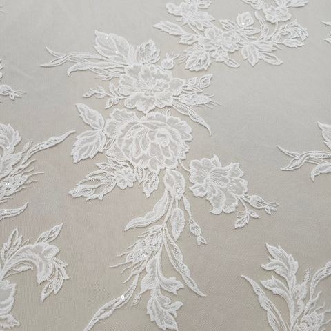 Remnant Floral Embroidered tulle (VJ12B064) Ivory