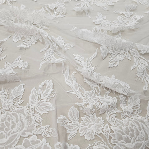 Floral Embroidered tulle (VJ12B064) Ivory