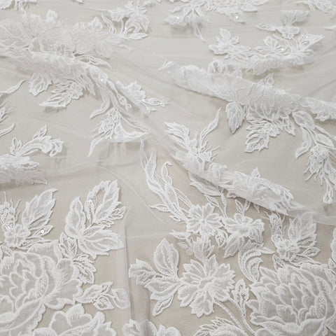 Remnant Floral Embroidered tulle (VJ12B064) Ivory