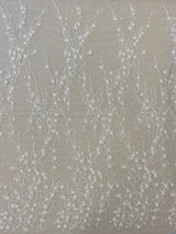 Ivory / Silver 3D Floral Blossom Embroidered Tulle — featuring floral motifs, a 3D floral design and hand-beading, 60% rayon 40% nylon, 140cm wide