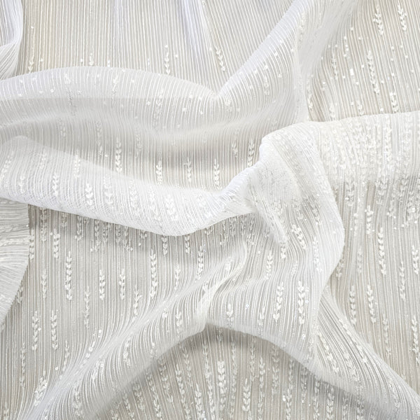 Embroidered Floral Tulle (VJ33563) Ivory/Silver