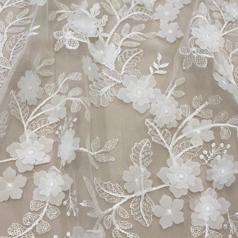 3D Floral Tulle  (VJ357) Ivory